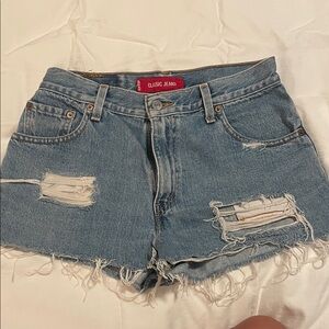 Levi's Light Blue Distressed Jean Shorts